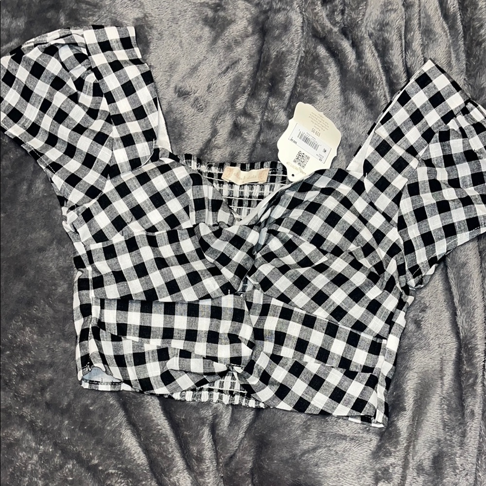 Black and White Checkered Women's Top